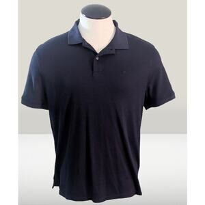Mens CALVIN KLEIN 'Liquid Touch' 100% Cotton S/S Navy Blue Polo Shirt MEDIUM